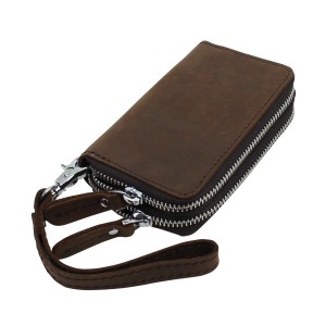 Vintage Cowhide Leather Hand Clutch Double Zipper Wallet A877.DS