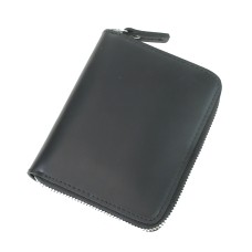 Cowhide Leather Medium Zipper Wallet B35BLK