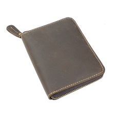 Cowhide Leather Medium Zipper Wallet B35DD
