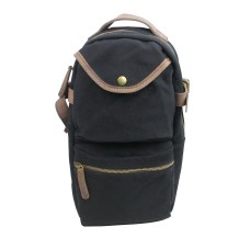 Slim Long Shape Cotton Canvas Backpack CK06.Black