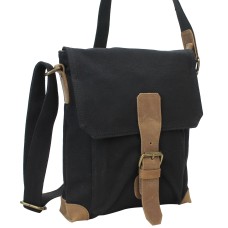 Vintage Cotton Canvas Distress Looking Shoulder Bag CS13.BLK