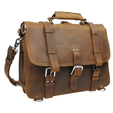 Extra Large Classic Oil Tanned Full Leather Briefcase Backpack (Heavy 9.5LB) L06.Vintage Brown