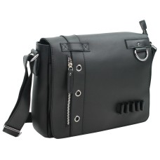 Full Grain Leather Messenger Bag Asymmetrical L14.Black