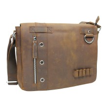 Full Grain Leather Messenger Bag Asymmetrical L14.Vintage Brown