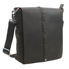 Fully Handmade Leather Messenger Bag L20.Dark Brown