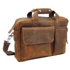 Cowhide Leather Casual Messenger Bag L23.Vintage Brown