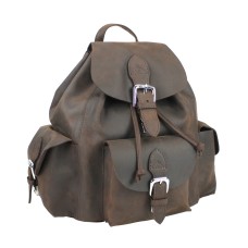 Spacious Oil Tanned Cowhide Leather Backpack L26.Dark Brown
