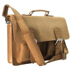 Cowhide Leather Briefcase Laptop Bag L38.Nature Brown