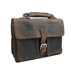 Medium Leather Briefcase L39.Dark Vintage