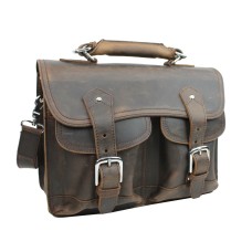 Leather Briefcase Laptop Bag L40.Dark Brown