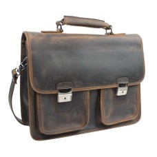 Cowhide Leather Pro Briefcase Case L49.Dark Brown