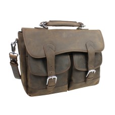 Spacious Cowhide Leather Messenger Bag L53.Distress
