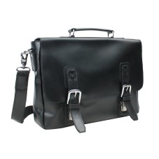 Full Grain Leather Laptop Bag with Clasp Lock L55.Black
