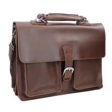 Cowhide Leather Pro Briefcase L64.Reddish Brown