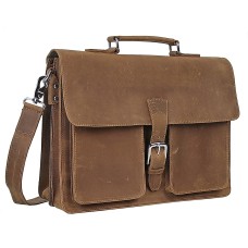 Cowhide Leather Pro Briefcase L64. Vintage Brown