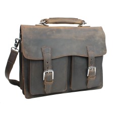 Cowhide Leather Pro Briefcase L66.Dark Brown