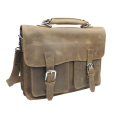 Cowhide Leather Pro Briefcase L66.Vintage Distress