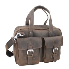 Full Grain Leather Handbag Daily Tote L82.Coffee Brown