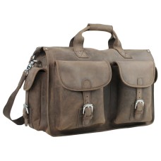Full Grain Leather Overnight Duffle Travel Laptop Bag LD06.DS