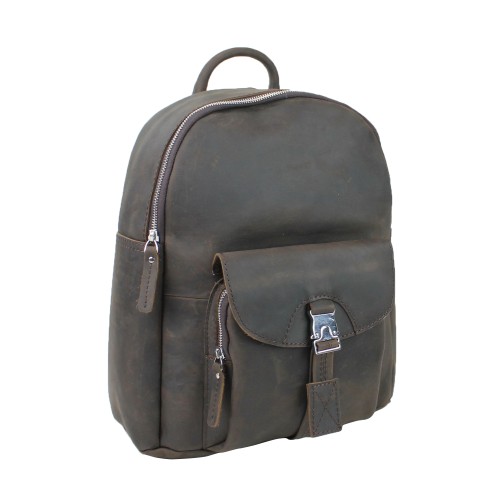 Full Grain Cowhide Leather Backpack LK10.Dark Brown