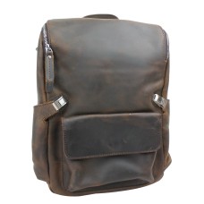 Full Grain Cowhide Leather Backpack LK11.Dark Brown