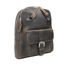 Full Grain Cowhide Leather Backpack LK13.Dark Brown