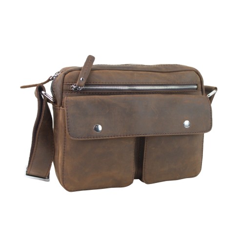 Leather Casual Messenger Bag LM09.Vintage Distress
