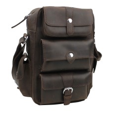 Insect Style Cowhide Leather Messenger Bag LM12.Dark Brown