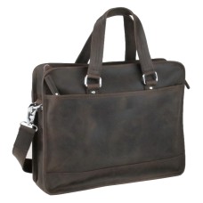 Cowhide Leather Messenger Bag w/Luggage Strap Holder LM16.Dark Brown
