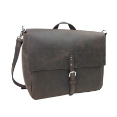 Full Grain Leather Casual Messenger Bag LM26.Dark Brown