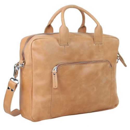 Classic Medium Cowhide Leather Messenger Laptop Bag LM28.BRN