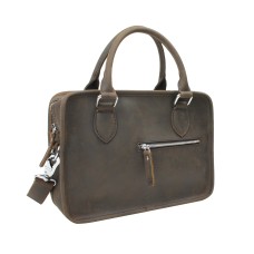 Classic Full Grain Leather Small Shoulder Bag LS49.Dark Brown